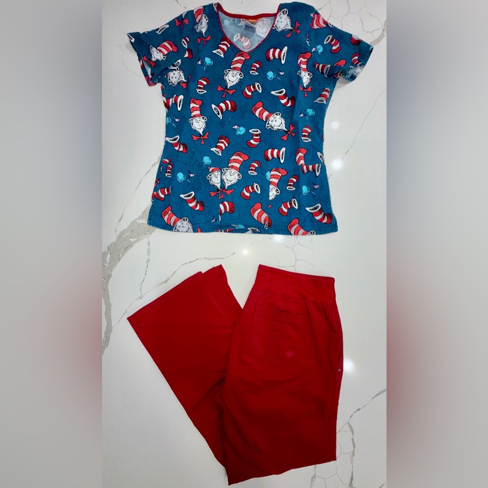 Dr. Seuss Scrubs Set - Blue and Red